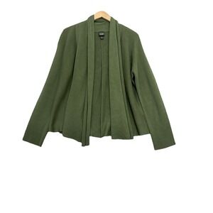 Eileen Fisher Womens Silk Open Cardigan Size Large Green Office Mature Career